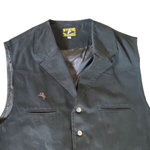 Wyoming Traders Men's Black Western Button Front Canvas Vest Lined Pockets XXL